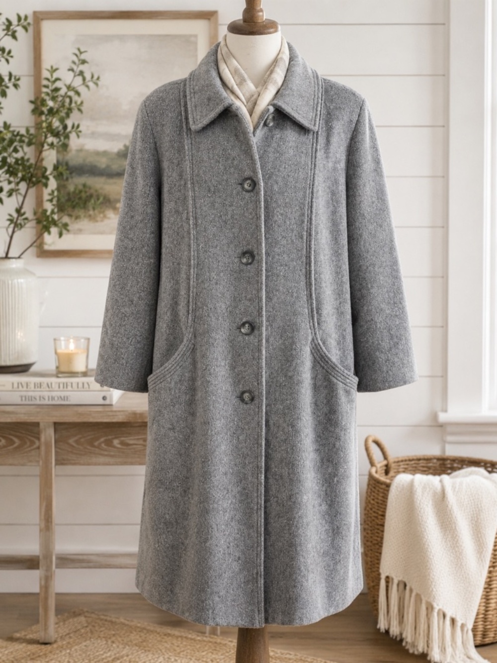 Alorna Petite Charcoal Gray Wool Blend Coat ILGWU Union Made USA